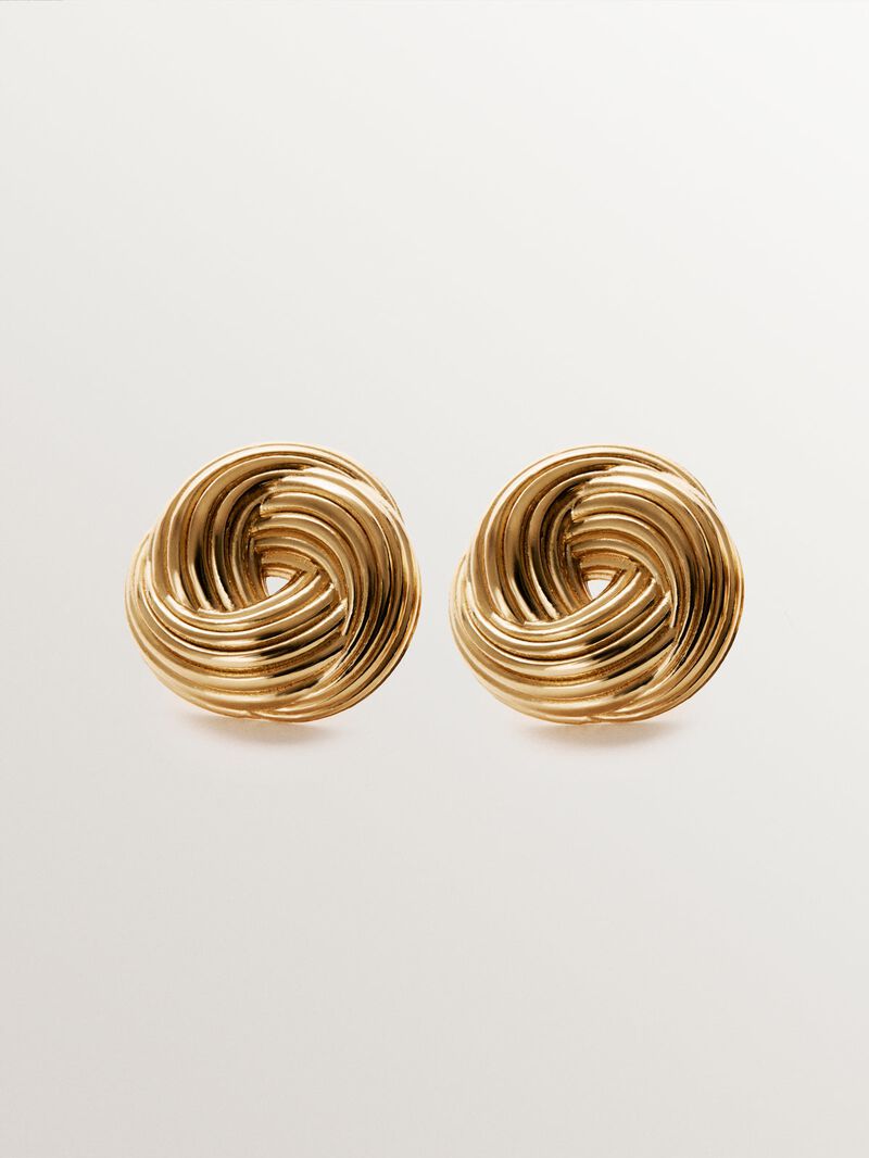 18K yellow gold plated 925 silver earrings with gallon texture image number 0