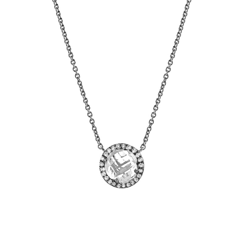 Silver necklace with diamonds and topaz , J00824-01-WT, hi-res