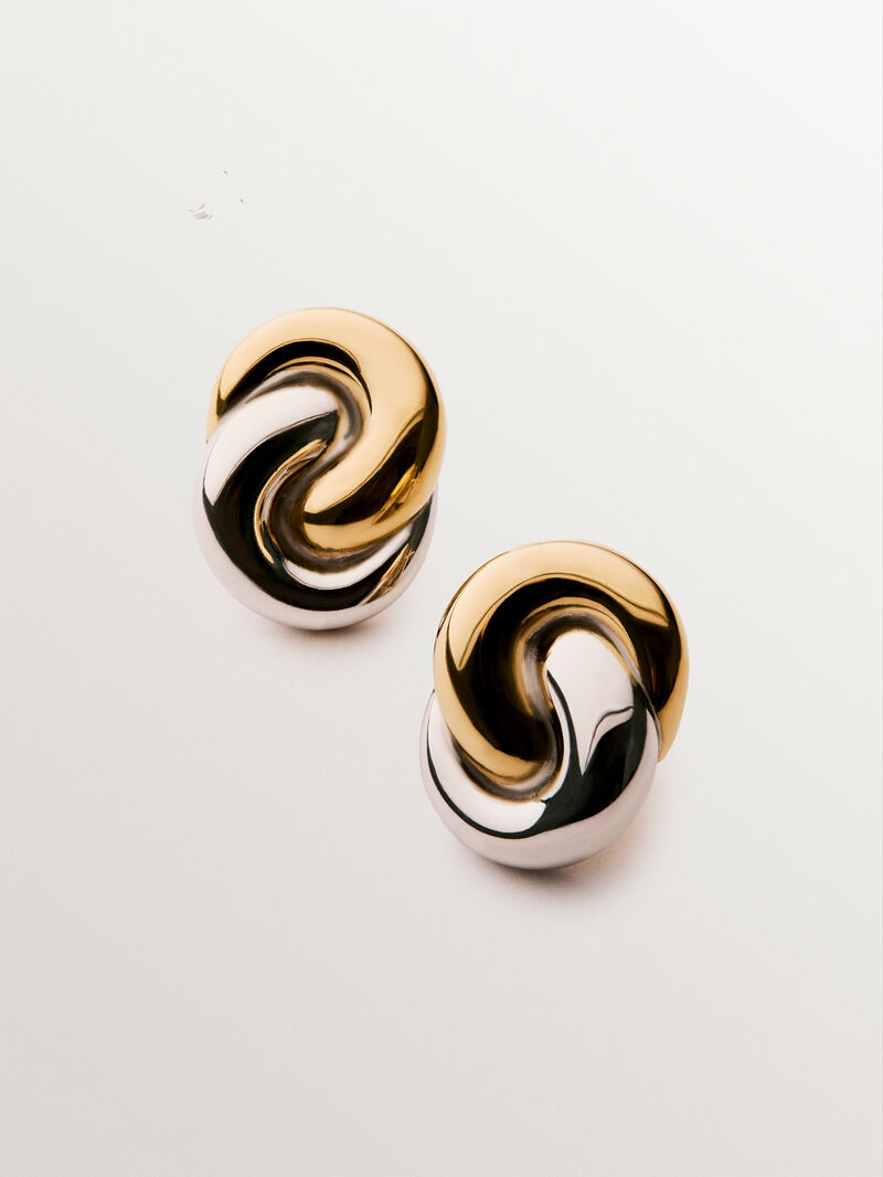 925 silver earrings plated in rhodium and 18K yellow gold image number 0