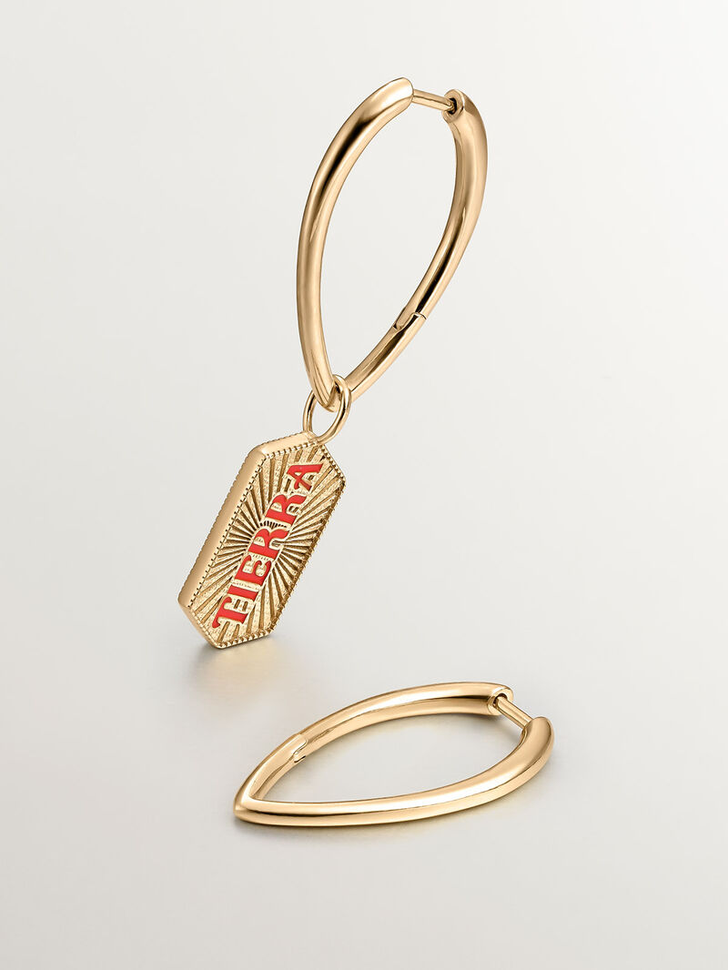925 silver charm bathed in 18k yellow gold with orange enamel image number 4