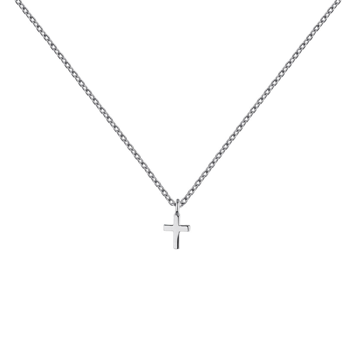 Silver cross charm necklace , J04862-01, hi-res