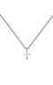 Silver cross charm necklace , J04862-01