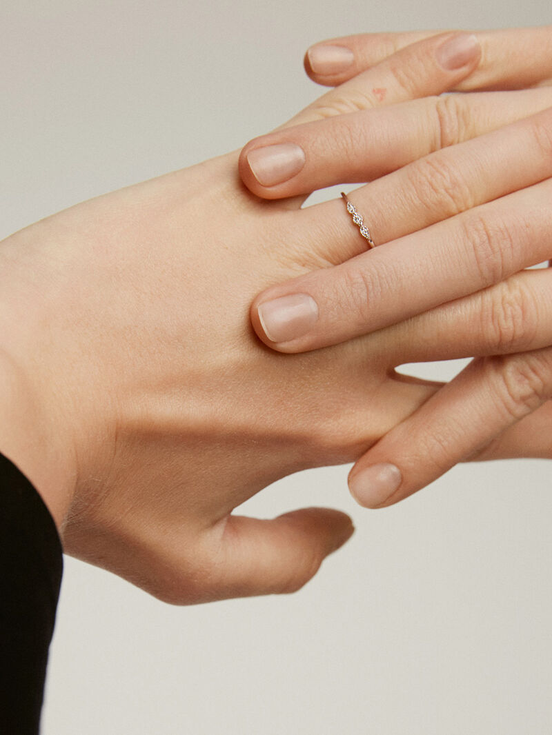 9K White gold triple ring with 0.027 diamonds. image number 1