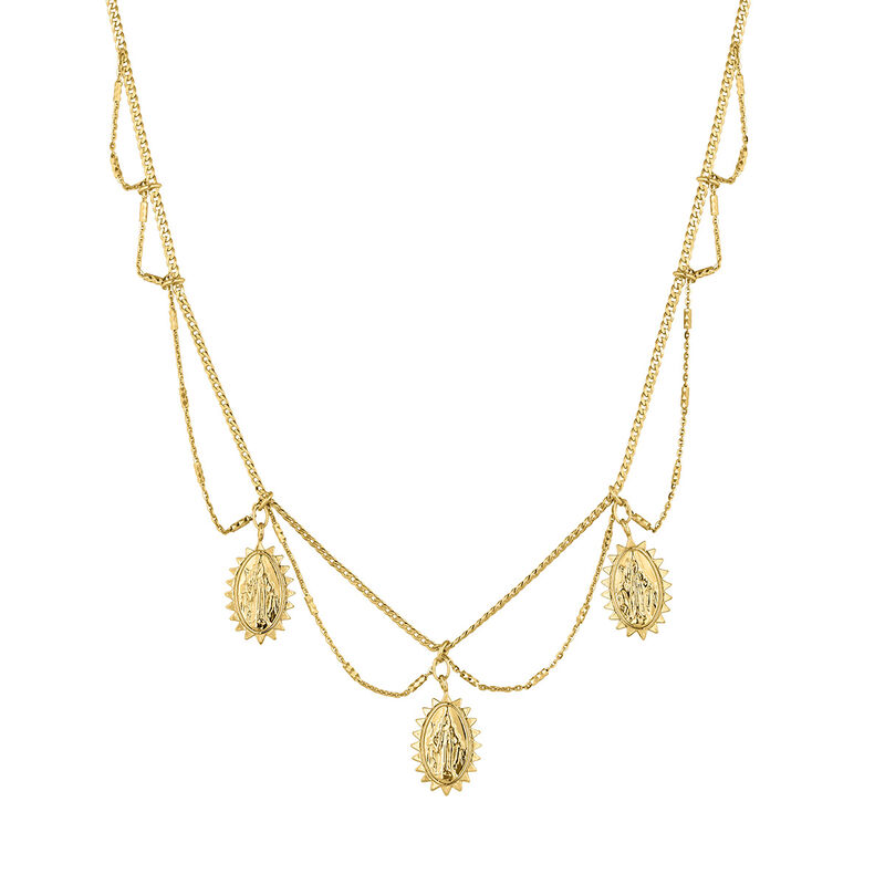Gold plated oval medals necklace, J04721-02, hi-res