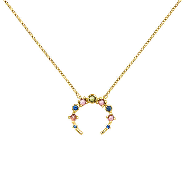 Gold plated open necklace with tourmaline and sapphire, J04151-02-GTPTBS,hi-res