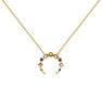 Gold plated open necklace with tourmaline and sapphire, J04151-02-GTPTBS