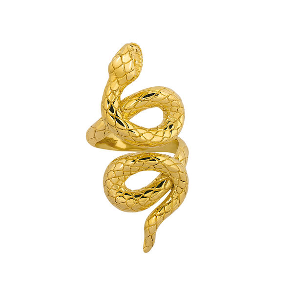 Gold plated coiled snake ring, J03179-02,hi-res
