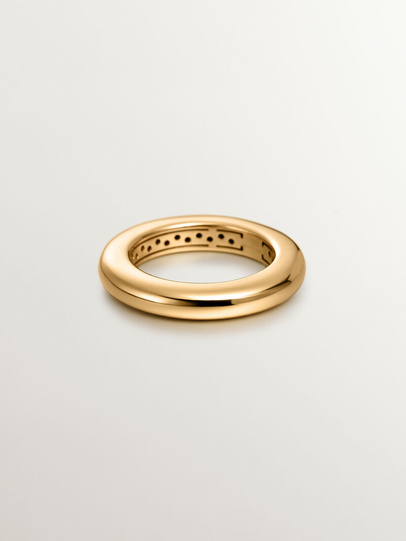 925 thick silver ring in 18k yellow gold image number 2