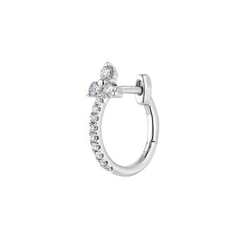 White gold diamond clover hoop earring , J04427-01-H, mainproduct