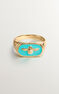 Scarab signet ring in 18k yellow gold with green enamel, J04834-02-TURENA