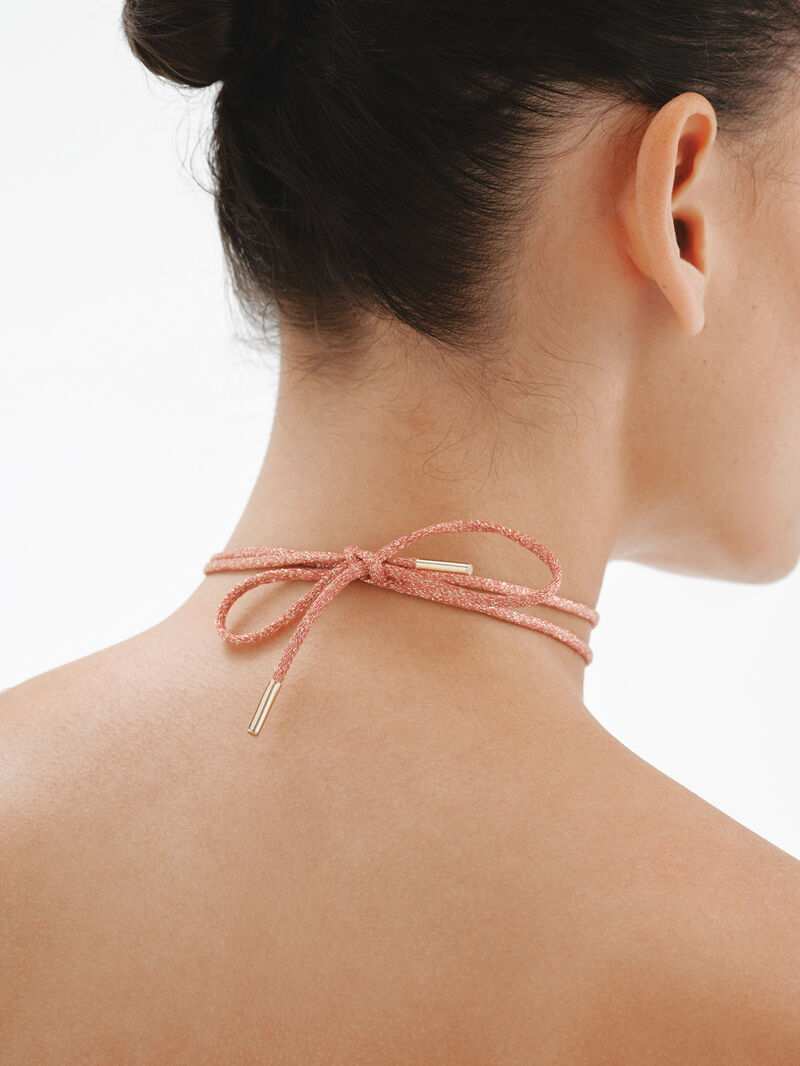 Pink cord with 18K gold-plated 925 silver finishes image number 3
