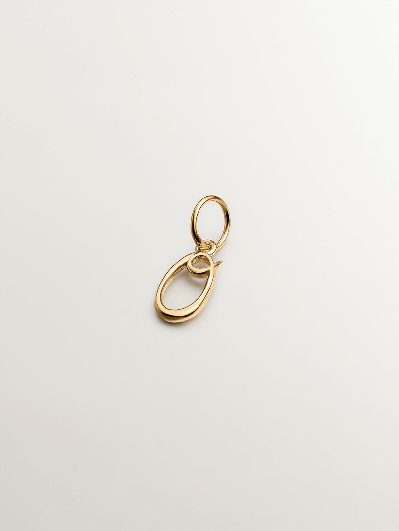 925 Silver charm dipped in 18K yellow gold with initial O image number 0