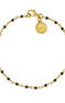Pulsera cadena espinelas negras plata recubierta oro , J04884-02-BSN