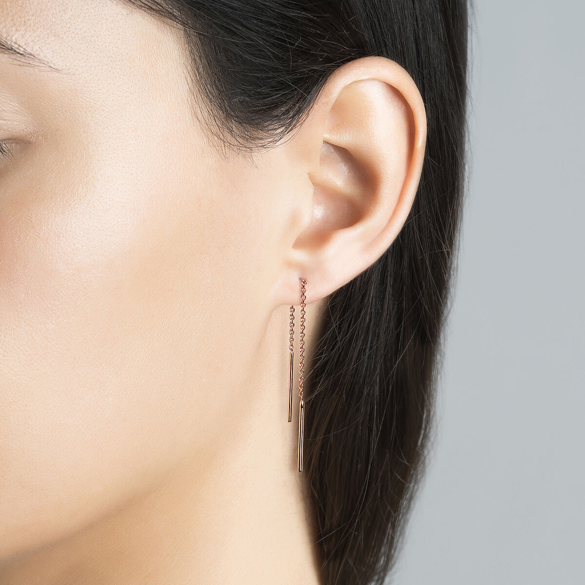 Simple rose gold plated pendant earrings , J04640-03, hi-res