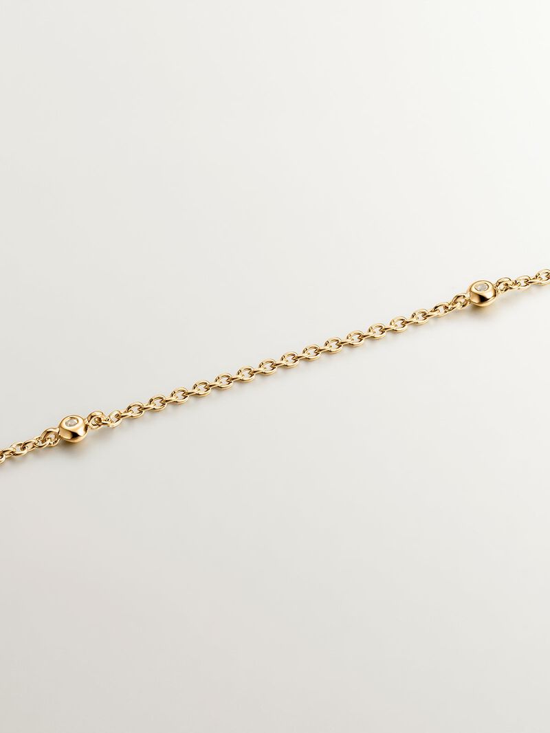 925 Silver pendant dipped in 18K yellow gold featuring a cross and white topazes. image number 4