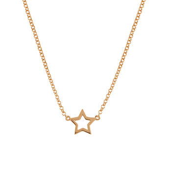 Rose gold plated hollow star necklace , J00659-03,hi-res