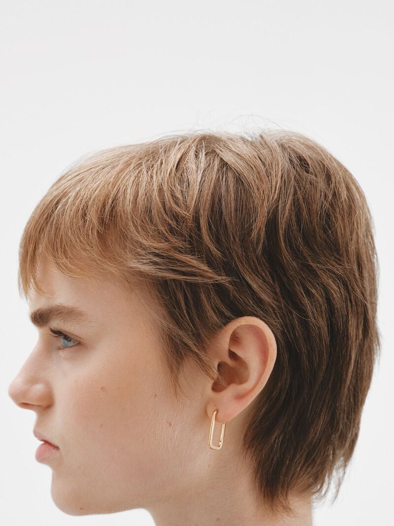 Rectangular earrings made of 925 silver coated in 18K yellow gold. image number 2