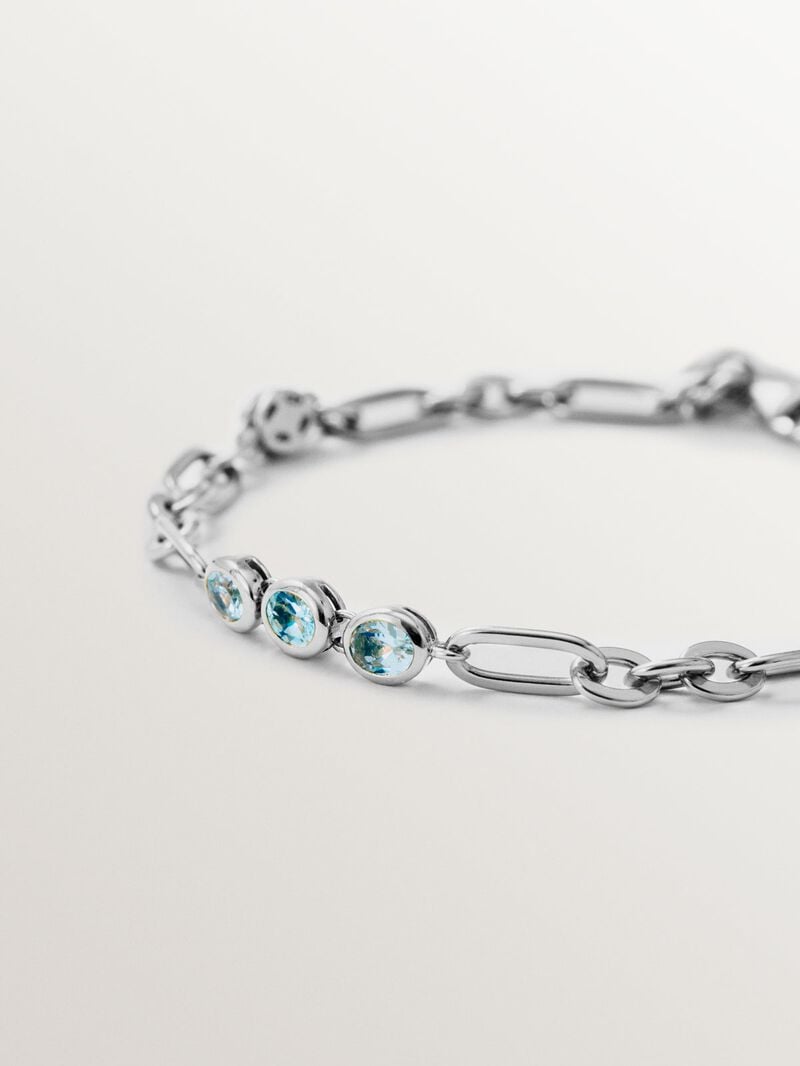925 silver bracelet with sky blue topazes image number 2