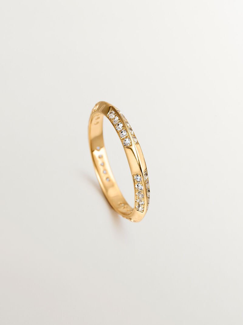 931 Silver ring dipped in 18K yellow gold with white topazes. image number 4