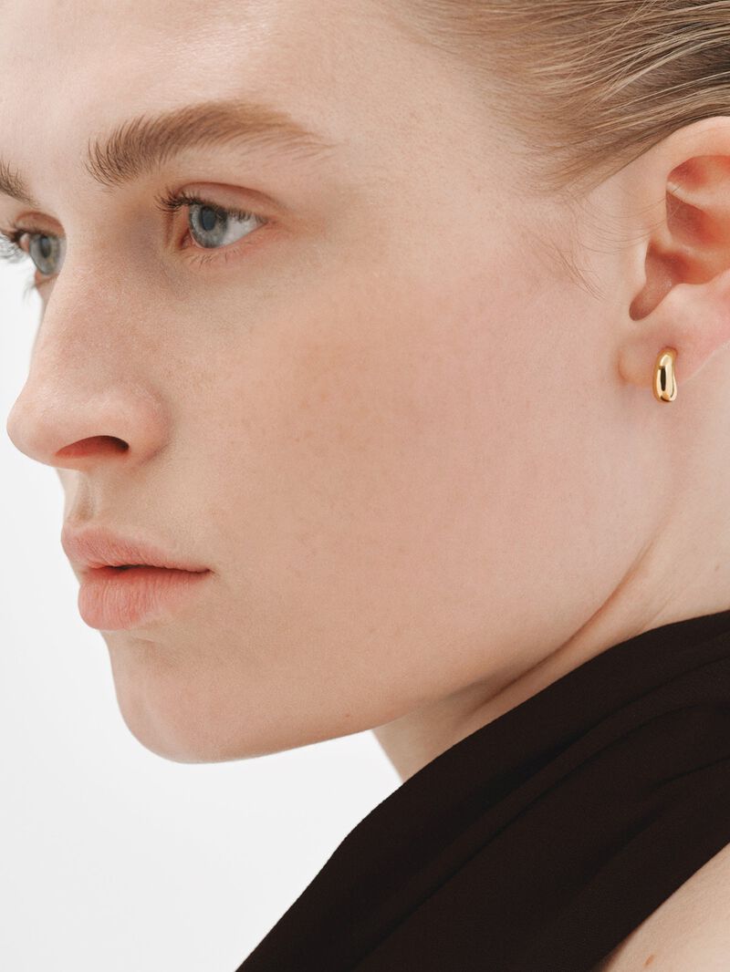 18K yellow gold plated 925 silver hoop earrings image number 1