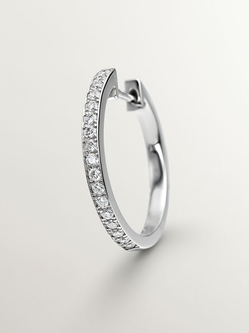 18K White Gold Small Hoop Earring with Diamonds image number 4