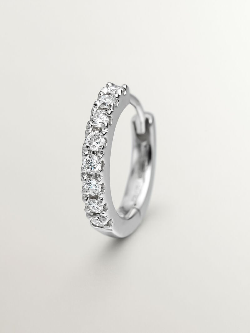 18K white gold single hoop earring with brilliant-cut diamond image number 4