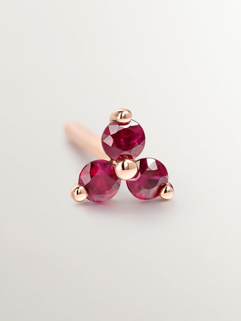 Individual 9K rose gold earring with rubies image number 4