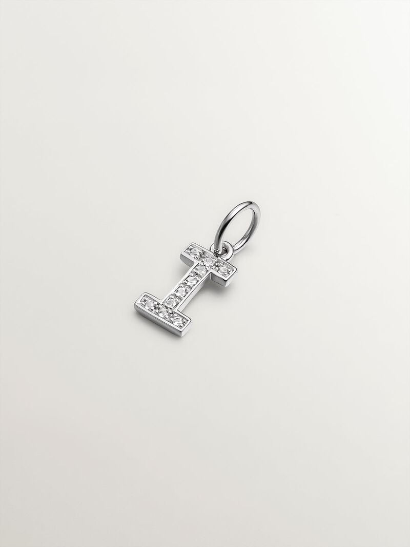 925 Silver Charm with White Topaz Initial I image number 0