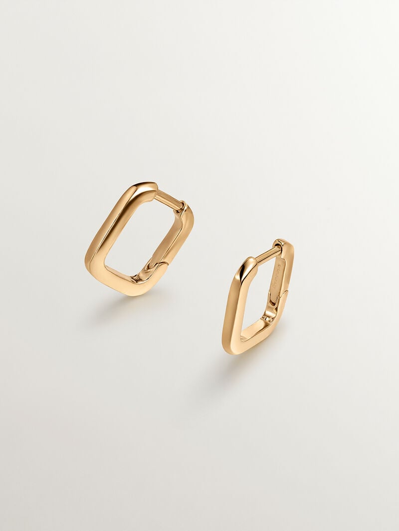 Square hoop earrings in 925 silver bathed in 18K yellow gold image number 0