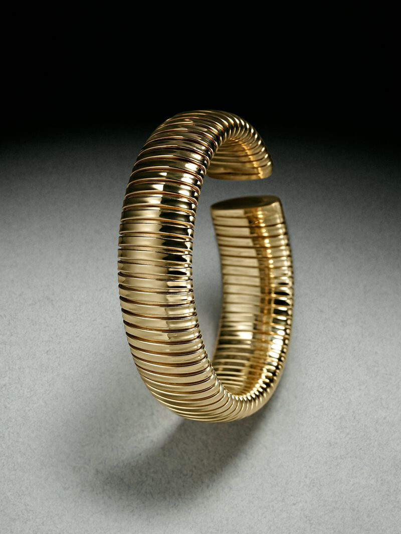 Tubogas M bracelet in 925 sterling silver plated with 18K yellow gold image number 0