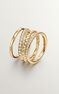 Multi-band ring in 18k yellow gold-plated silver with raised detail and white topazes , J04906-02-WT