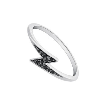 Silver spinel ring with small lightning bolt , J03626-01-BSN,hi-res