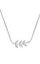 Silver leaves necklace with diamonds , J03122-01-GD