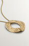 Gold plated geometric wicker circle necklace , J04420-02