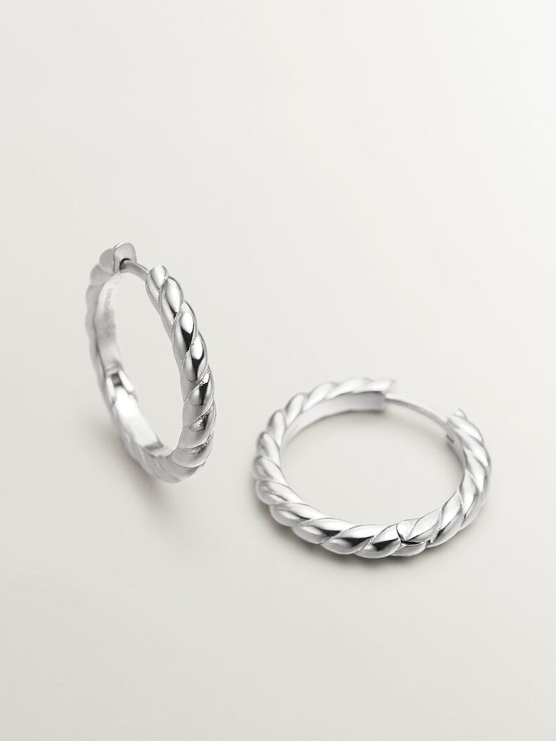 925 silver ring earrings with chicked texture image number 4