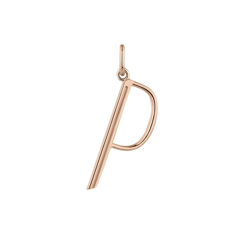 Large rose gold-plated silver P initial charm , J04642-03-P, hi-res