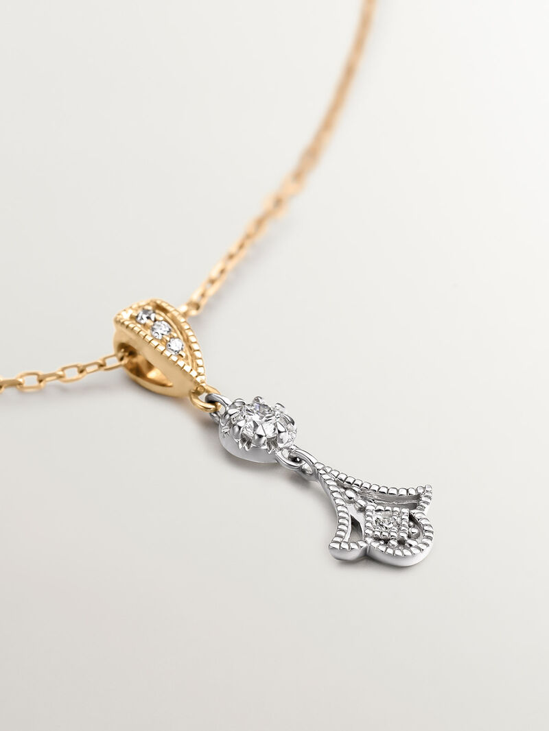 18K white and yellow gold pendant with brilliant cut diamonds image number 7