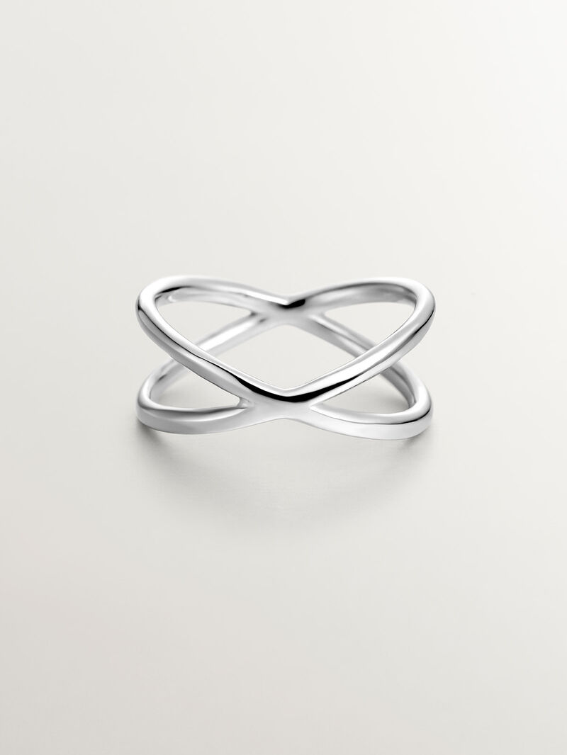925 Silver Double Crossed Ring image number 2