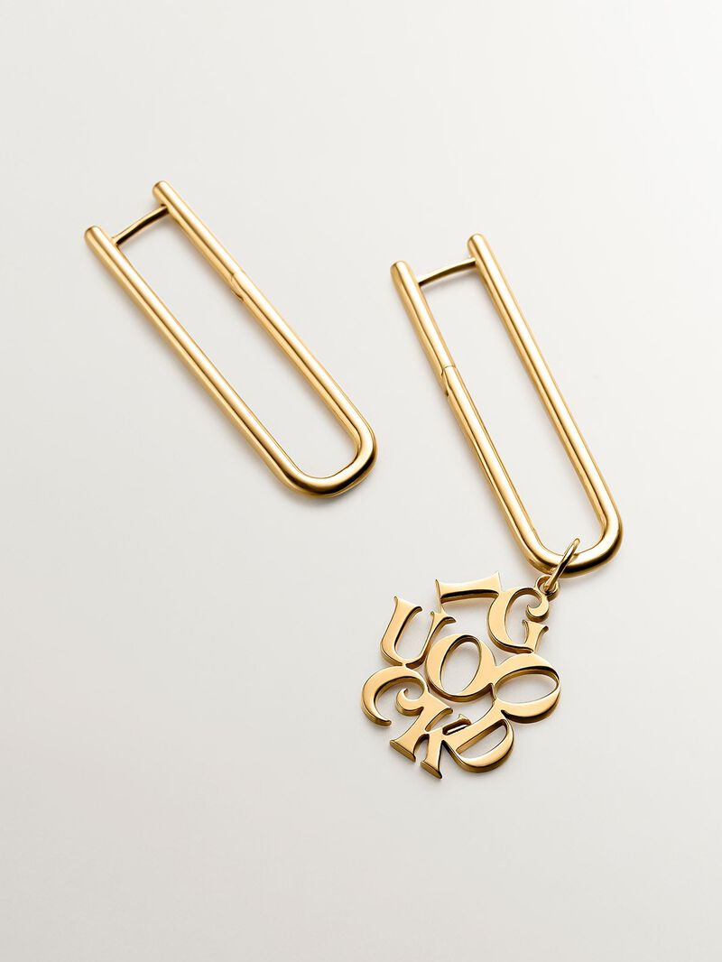 925 extra -bathed extra yellow gold ring earrings in 18k yellow image number 6
