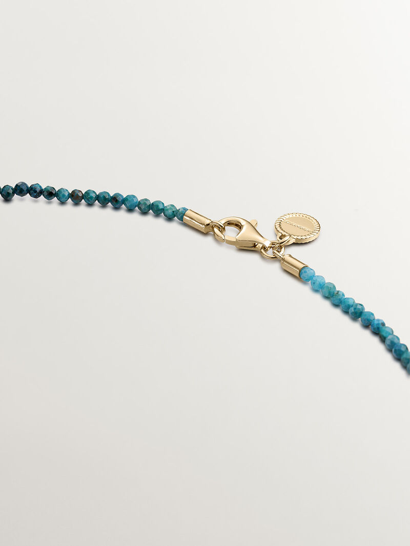 925 Silver necklace bathed in 18K yellow gold with chrysocolla beads. image number 2