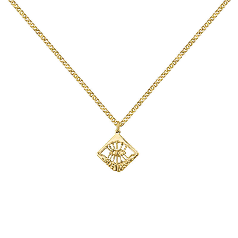 Gold plated eye necklace, J04713-02, hi-res