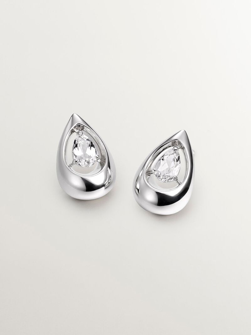 925 silver earrings with white topazes image number 0