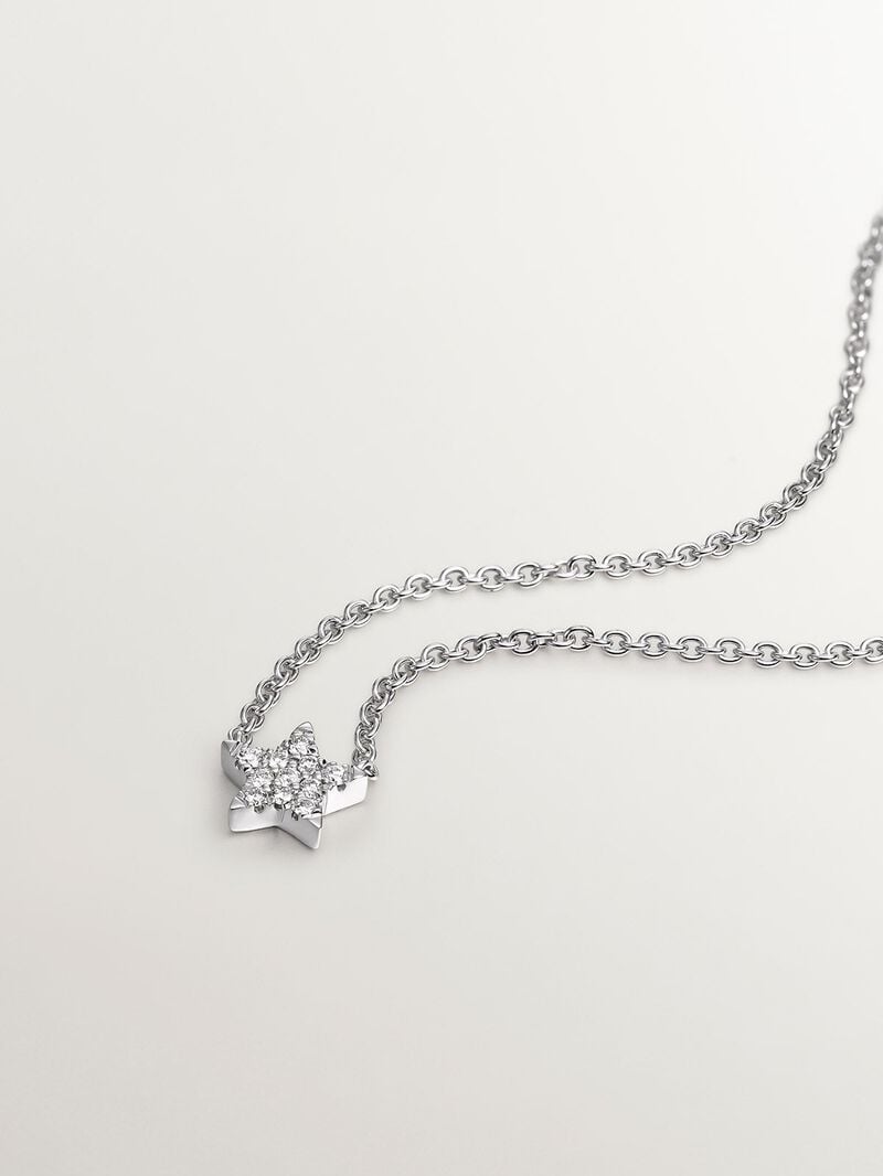 18K White Gold Diamond Star Pendant image number 2