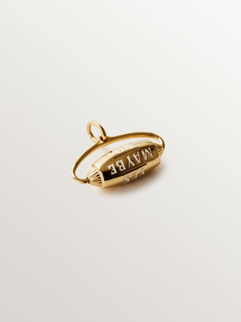 18K gold-plated 925 silver charm with a white enameled lucky charm image number 2