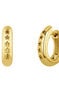 Gold plated silver stars thick hoop earrings , J04873-02