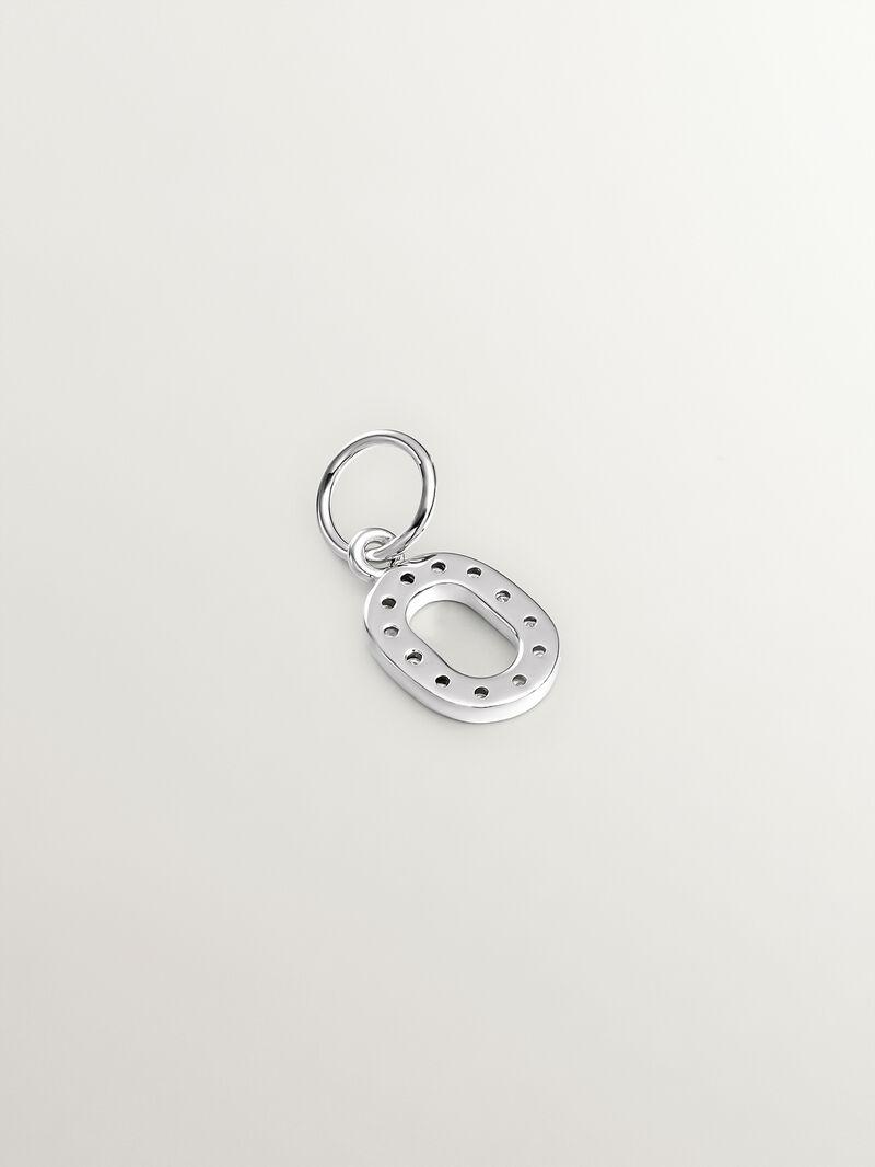 925 Silver Charm and White Topaz Initial O image number 1