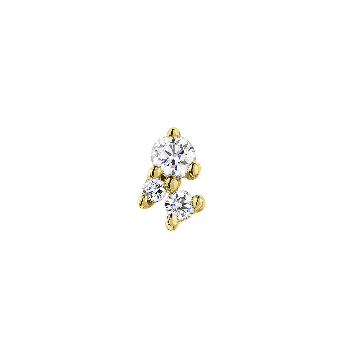 Boucle d’oreilles à l’unité en or jaune 9 K et triple diamant de 0,033 carat, J04956-02-H, hi-res