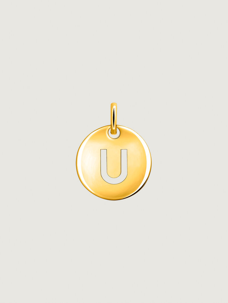 925 Silver charm bathed in 18K yellow gold with initial U image number 0