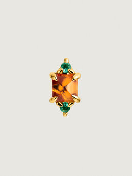 First use 18kt gold piercing with orange sapphire and 2 green emerlds, J05255-02-OS-EM-H-18,hi-res