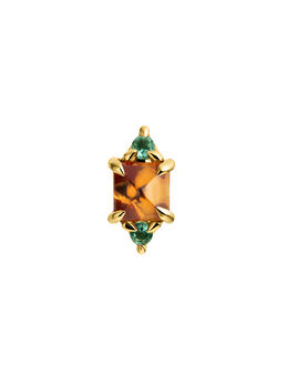 First use 18kt gold piercing with orange sapphire and 2 green emerlds, J05255-02-OS-EM-H-18,hi-res